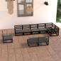 Preview: ARDEBO.de - 9-tlg. Garten-Lounge-Set Schwarz Massivholz Kiefer