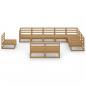 Preview: 10-tlg. Garten-Lounge-Set Honigbraun Massivholz Kiefer