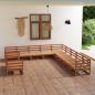 Preview: ARDEBO.de - 11-tlg. Garten-Lounge-Set Honigbraun Massivholz Kiefer