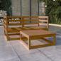 Preview: ARDEBO.de - 3-tlg. Garten-Lounge-Set Honigbraun Massivholz Kiefer