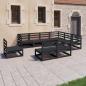 Preview: ARDEBO.de - 9-tlg. Garten-Lounge-Set Schwarz Massivholz Kiefer