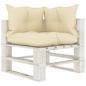 Preview: Garten-Palettensofa 2-Sitzer mit Creme-Kissen Holz