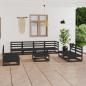 Preview: ARDEBO.de - 9-tlg. Garten-Lounge-Set Schwarz Massivholz Kiefer