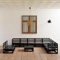 Preview: ARDEBO.de - 11-tlg. Garten-Lounge-Set Schwarz Massivholz Kiefer