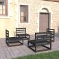 Preview: ARDEBO.de - 4-tlg. Garten-Lounge-Set Schwarz Massivholz Kiefer