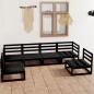 Preview: ARDEBO.de - 6-tlg. Garten-Lounge-Set Schwarz Massivholz Kiefer