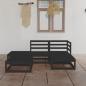 Preview: ARDEBO.de - 5-tlg. Garten-Lounge-Set Schwarz Massivholz Kiefer