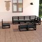 Preview: ARDEBO.de - 8-tlg. Garten-Lounge-Set Schwarz Massivholz Kiefer