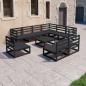 Preview: ARDEBO.de - 10-tlg. Garten-Lounge-Set Schwarz Massivholz Kiefer