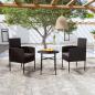 Preview: ARDEBO.de - 3-tlg. Garten-Essgruppe Poly Rattan Schwarz 