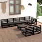 Preview: ARDEBO.de - 9-tlg. Garten-Lounge-Set Schwarz Massivholz Kiefer