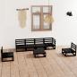 Preview: ARDEBO.de - 7-tlg. Garten-Lounge-Set Schwarz Massivholz Kiefer