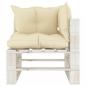 Preview: Garten-Paletten-Ecksofa mit Kissen in Creme Holz