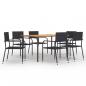 Preview: ARDEBO.de - 7-tlg. Garten-Essgruppe Poly Rattan Schwarz