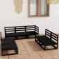 Preview: ARDEBO.de - 7-tlg. Garten-Lounge-Set Schwarz Massivholz Kiefer