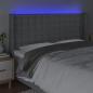 Preview: LED Kopfteil Hellgrau 183x16x118/128 cm Stoff