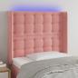 Preview: ARDEBO.de - LED Kopfteil Rosa 103x16x118/128 cm Samt