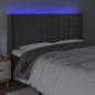 Preview: LED Kopfteil Dunkelgrau 203x16x118/128 cm Samt