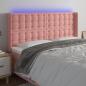 Preview: ARDEBO.de - LED Kopfteil Rosa 203x16x118/128 cm Samt