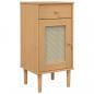 Preview: Nachttisch SENJA Rattan-Look Braun 40x35x80cm Massivholz Kiefer