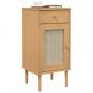 Preview: Nachttisch SENJA Rattan-Look Braun 40x35x80cm Massivholz Kiefer