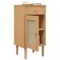 Preview: Nachttisch SENJA Rattan-Look Braun 40x35x80cm Massivholz Kiefer