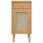 Preview: Nachttisch SENJA Rattan-Look Braun 40x35x80cm Massivholz Kiefer