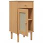 Preview: Nachttisch SENJA Rattan-Look Braun 40x35x80cm Massivholz Kiefer