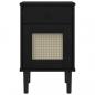 Preview: Nachttisch SENJA Rattan-Look Schwarz 40x35x65 Massivholz Kiefer