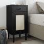 Preview: ARDEBO.de - Nachttisch SENJA Rattan-Look Schwarz 40x35x80 Massivholz Kiefer