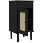 Preview: Nachttisch SENJA Rattan-Look Schwarz 40x35x80 Massivholz Kiefer