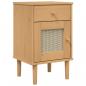 Preview: Nachttisch SENJA Rattan-Look Braun 40x35x65cm Massivholz Kiefer