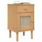 Preview: Nachttisch SENJA Rattan-Look Braun 40x35x65cm Massivholz Kiefer