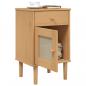 Preview: Nachttisch SENJA Rattan-Look Braun 40x35x65cm Massivholz Kiefer