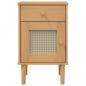 Preview: Nachttisch SENJA Rattan-Look Braun 40x35x65cm Massivholz Kiefer