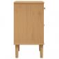 Preview: Nachttisch SENJA Rattan-Look Braun 40x35x65cm Massivholz Kiefer