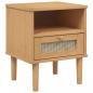 Preview: Nachttisch SENJA Rattan-Look Braun 40x35x48cm Massivholz Kiefer