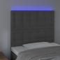 Preview: LED Kopfteil Dunkelgrau 80x5x118/128 cm Samt