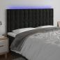 Preview: ARDEBO.de - LED Kopfteil Schwarz 200x5x118/128 cm Samt