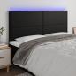 Preview: ARDEBO.de - LED Kopfteil Schwarz 160x5x118/128 cm Kunstleder