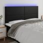 Preview: ARDEBO.de - LED Kopfteil Schwarz 180x5x118/128 cm Kunstleder