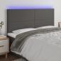 Preview: ARDEBO.de - LED Kopfteil Grau 180x5x118/128 cm Kunstleder