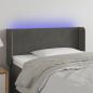 Preview: ARDEBO.de - LED Kopfteil Dunkelgrau 83x16x78/88 cm Samt