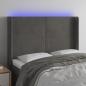 Preview: ARDEBO.de - LED Kopfteil Dunkelgrau 147x16x118/128 cm Samt