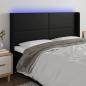 Preview: ARDEBO.de - LED Kopfteil Schwarz 163x16x118/128 cm Kunstleder