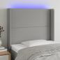 Preview: ARDEBO.de - LED Kopfteil Hellgrau 103x16x118/128 cm Stoff