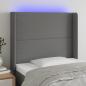 Preview: ARDEBO.de - LED Kopfteil Dunkelgrau 103x16x118/128 cm Stoff