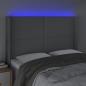 Preview: LED Kopfteil Hellgrau 147x16x118/128 cm Stoff