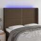 Preview: ARDEBO.de - LED Kopfteil Dunkelbraun 147x16x118/128 cm Stoff