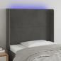 Preview: ARDEBO.de - LED Kopfteil Dunkelgrau 103x16x118/128 cm Samt